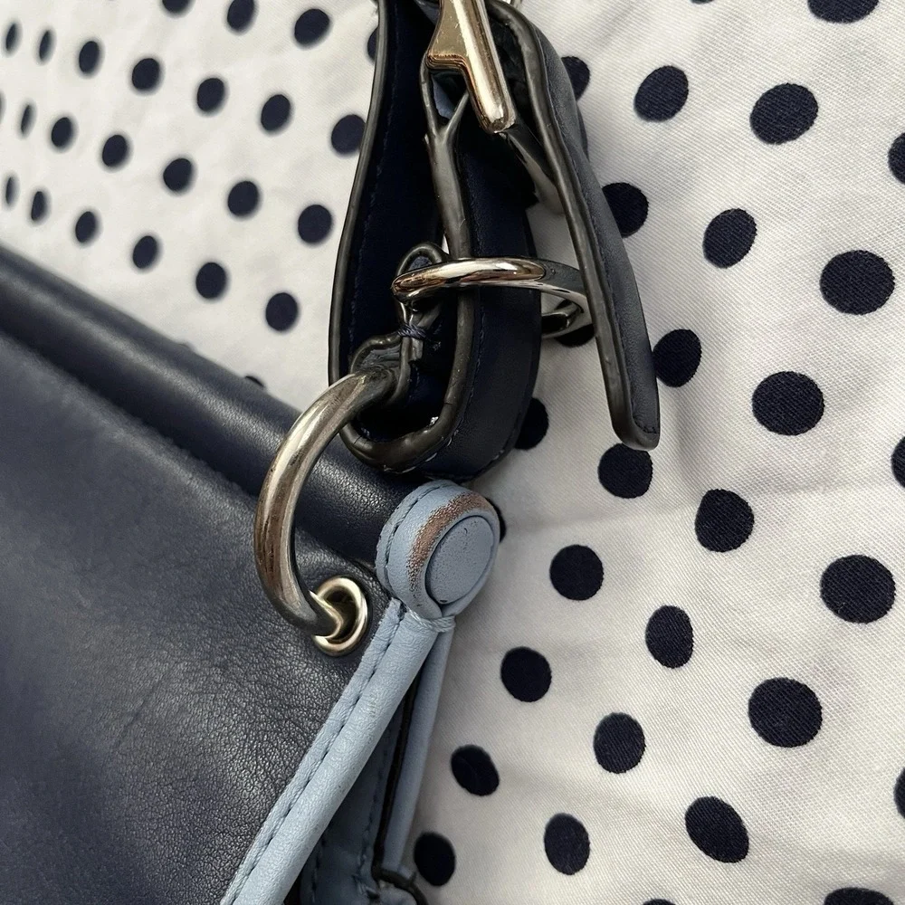 Coach Willis Archive Two Tone Navy Blue Leather Saddle Shoulder Bag 22409